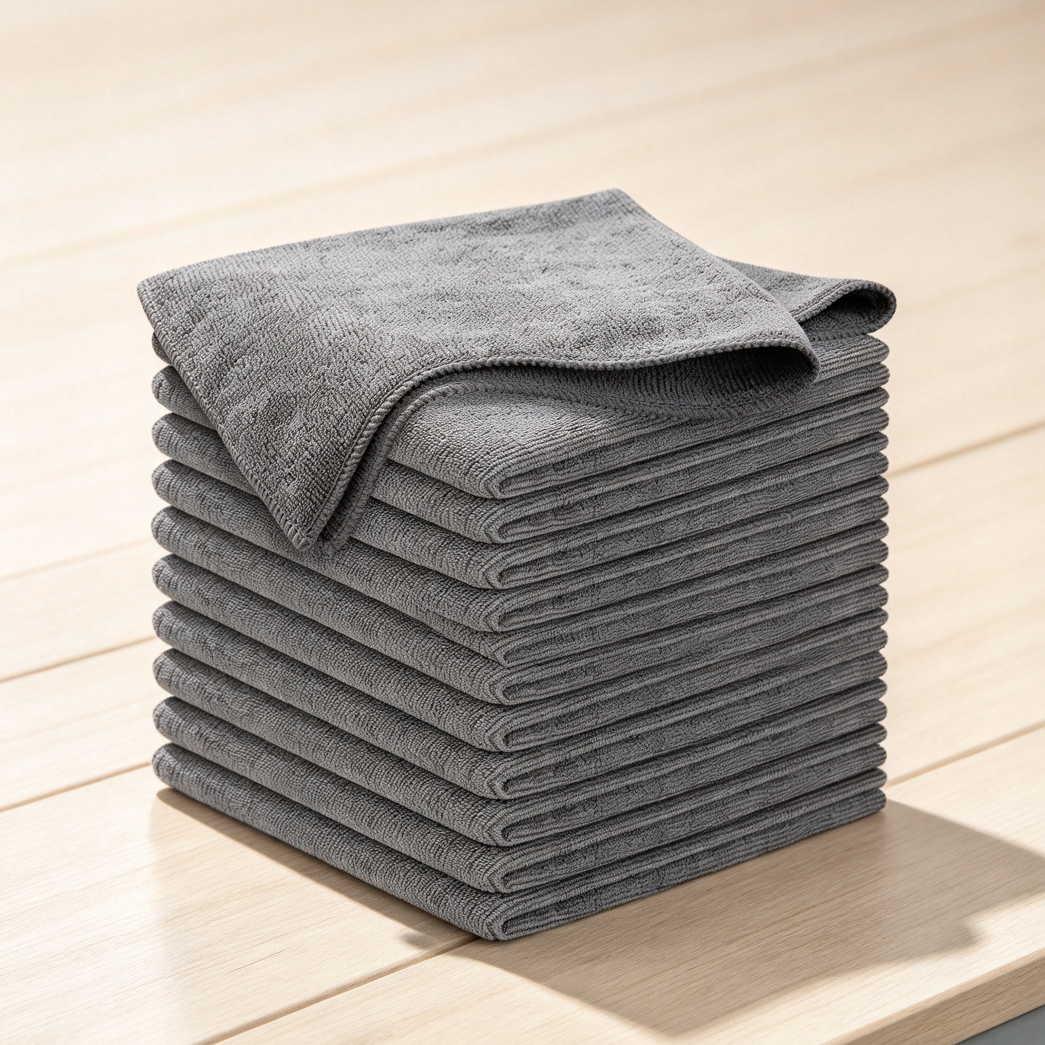 Grey Ultra-Absorbent Microfiber Cleaning Cloths, 12-Pack 12.5x12.5 - Image 2