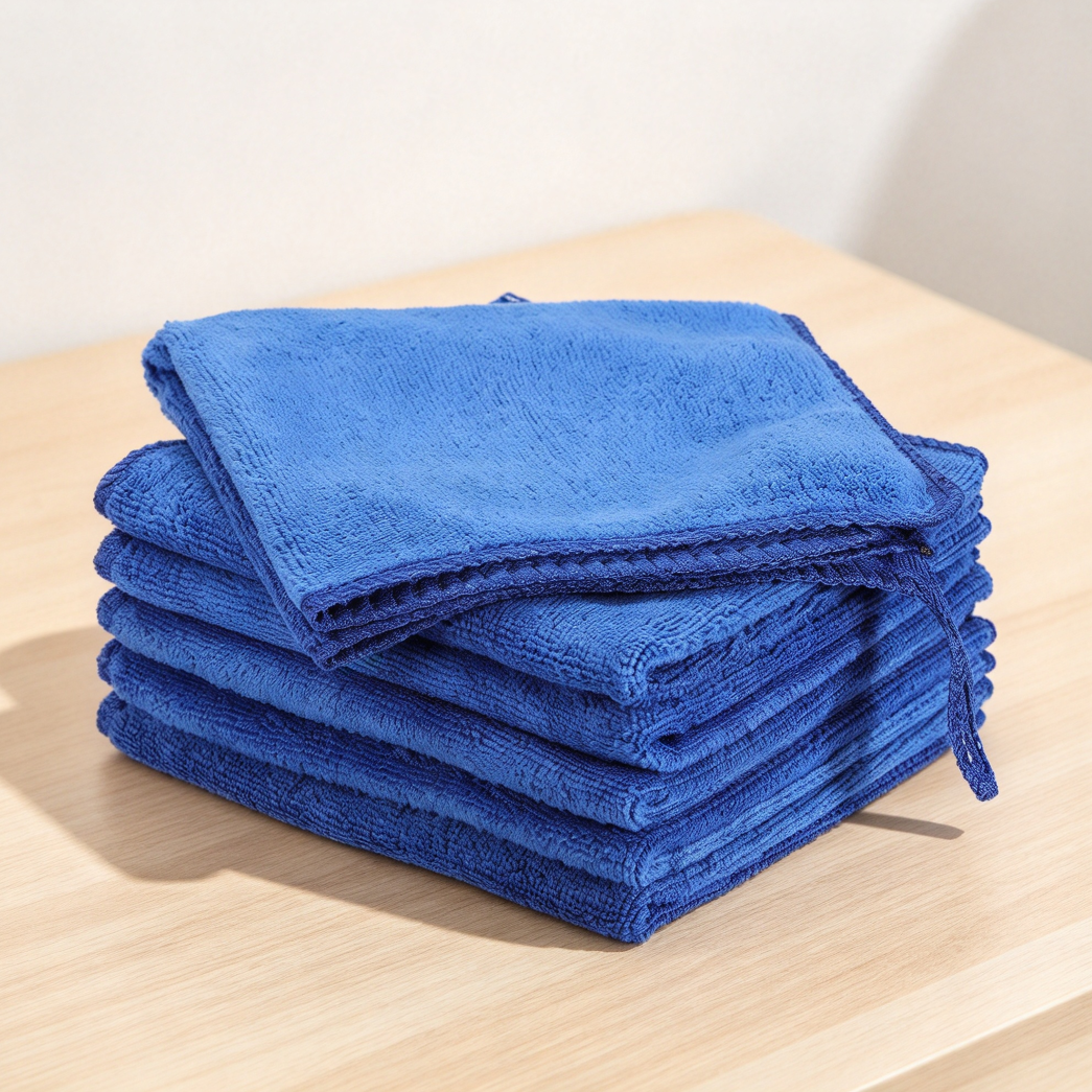 Blue Microfiber Cleaning Cloths, 6-Pack 8x8