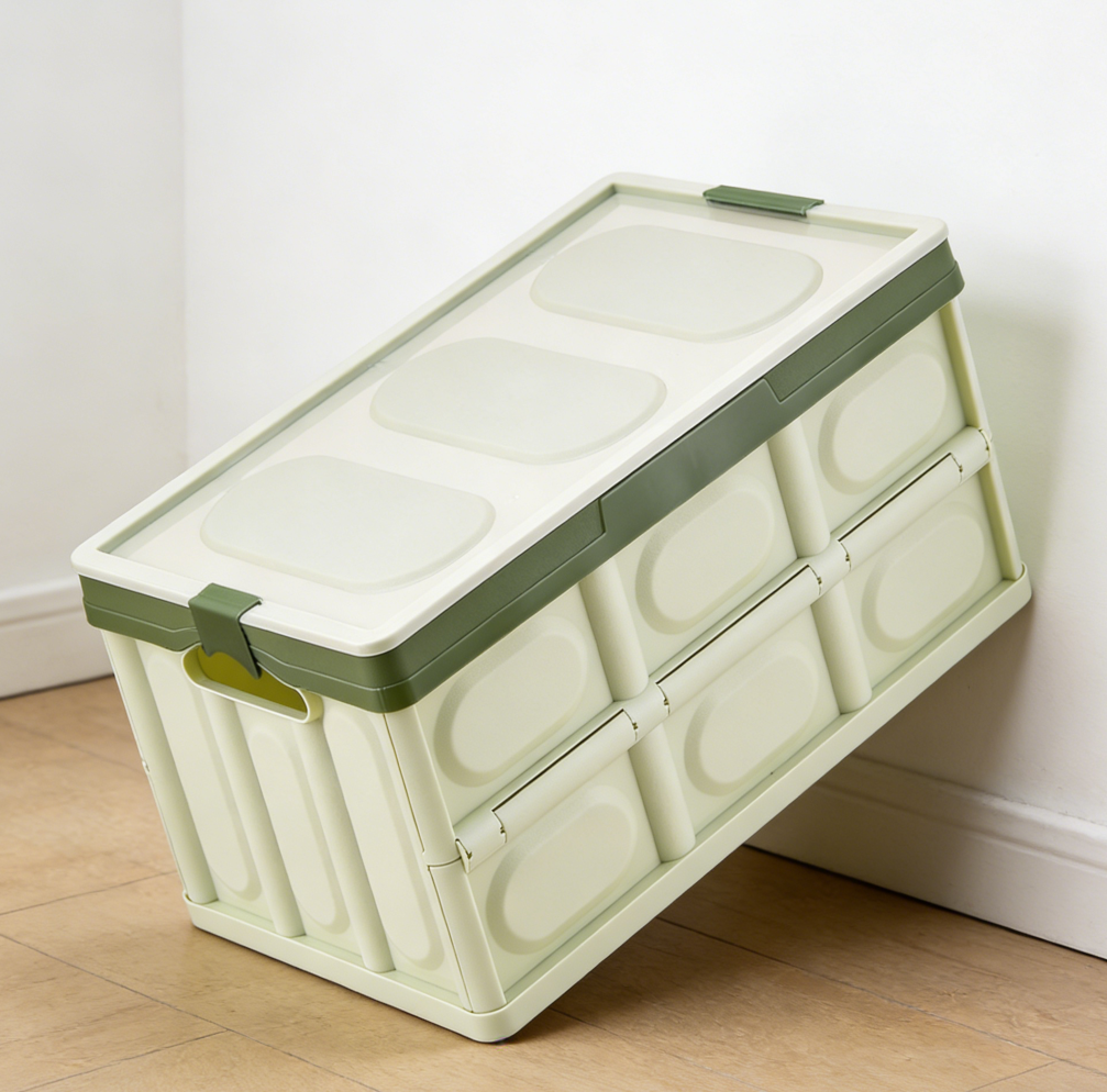3-Piece Green Stackable Collapsible Car Storage Boxes with Lids - Image 2