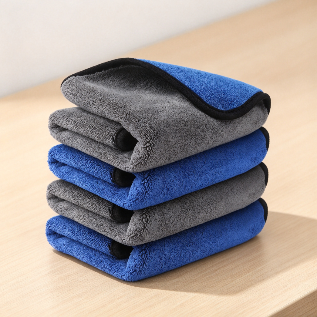 Blue and Grey Microfiber Car Wash Drying Cloths - Image 2