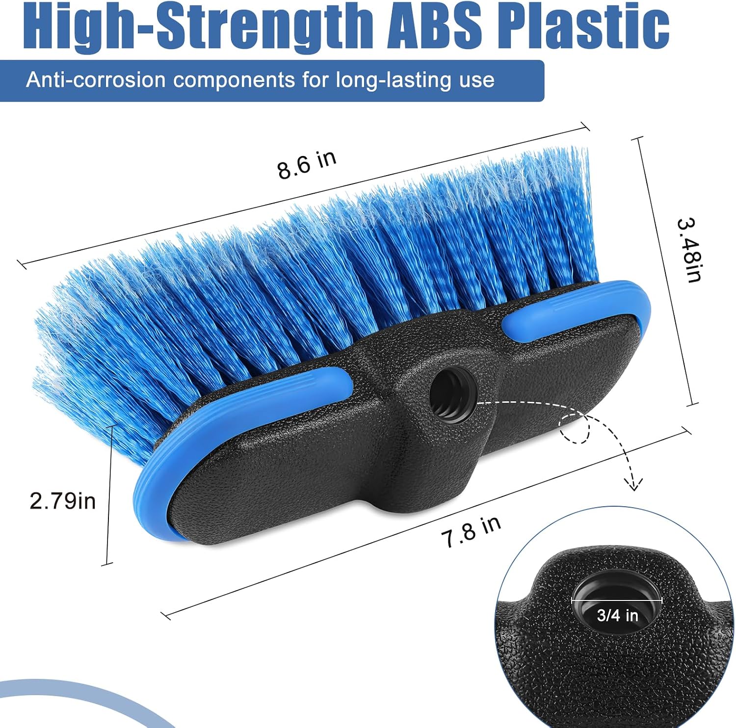 8-Inch Soft Bristle Car Wash Brush Head with Bumper - Image 2