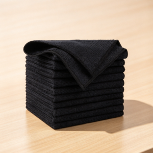 Black Microfiber Cleaning Cloths, 10-Pack 12x12